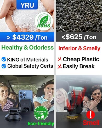 【من الدرجة العسكرية الحقيقية】 yru حامل هاتف سيارة 【تم ترقيته أقوى وقابلة للدوار كوب شفط】 تركيب الهاتف الخليوي للهاتف الزجاجي ، داش الشاحن in Kuwait