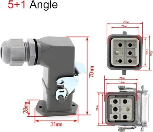 Connector DHC-HA-003 3-pin 4-pin 5-pin 7-pin 10A industrial HQ-005 16A(6 Core Angle) in Saudi Arabia