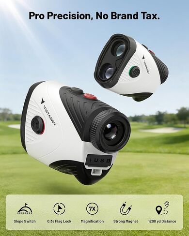 Golvia 30 Golf Range Finder 1200 ياردة، تكبير 7X، محدد المدى مع منحدر تشغيل/إيقاف، اهتزاز قفل العلم، جهاز تحديد المدى للجولف المغناطيسي، USB-C قابل لإعادة الشحن in Kuwait