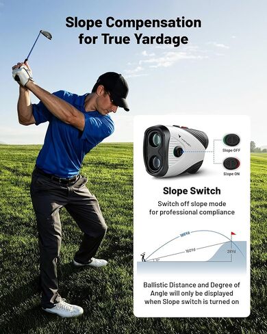 Golvia 30 Golf Range Finder 1200 ياردة، تكبير 7X، محدد المدى مع منحدر تشغيل/إيقاف، اهتزاز قفل العلم، جهاز تحديد المدى للجولف المغناطيسي، USB-C قابل لإعادة الشحن in Kuwait