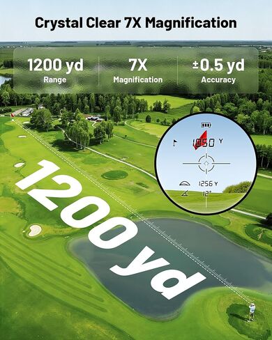 Golvia 30 Golf Range Finder 1200 ياردة، تكبير 7X، محدد المدى مع منحدر تشغيل/إيقاف، اهتزاز قفل العلم، جهاز تحديد المدى للجولف المغناطيسي، USB-C قابل لإعادة الشحن in Kuwait