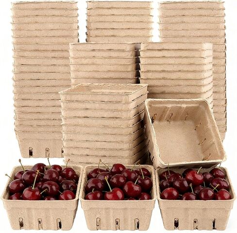 HOIGON 120 PCS Paper Pulp Berry Baskets, 3.7 x1.8 Inch Brown Berry Containers, Strawberry Fruit Storage Baskets for Home Farmers Market in Saudi Arabia