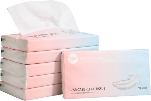 عبوات مناديل السيارة 300 ورقة عبوات مناديل الوجه لحامل مناديل قناع السيارة، حاوية صندوق أنابيب مناديل السفر مناسبة تمامًا لحامل أكواب السيارة in Kuwait
