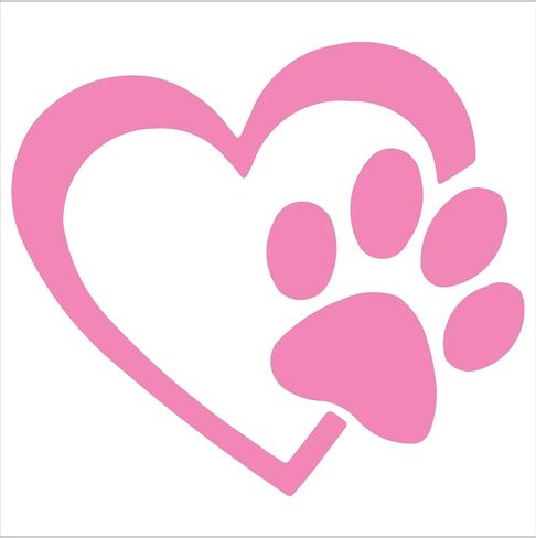 Decaltor Silver Heart with Dog Paw Puppy Love Decal Vinyl Sticker | Cars Trucks Walls Laptop | 5 'x 5' ' in Kuwait