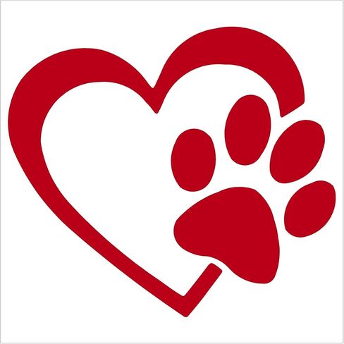 Decaltor Silver Heart with Dog Paw Puppy Love Decal Vinyl Sticker | Cars Trucks Walls Laptop | 5 'x 5' ' in Kuwait