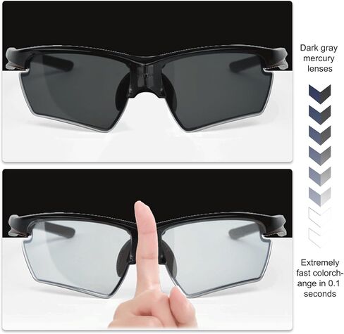 WGKVP نظارات شمسية مستقطبة رياضية تعمل بالطاقة الشمسية 0.1s فوتوكروميك للرجال 100% حماية من الأشعة فوق البنفسجية in Kuwait