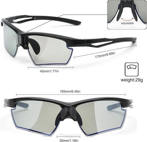 WGKVP نظارات شمسية مستقطبة رياضية تعمل بالطاقة الشمسية 0.1s فوتوكروميك للرجال 100% حماية من الأشعة فوق البنفسجية in Kuwait