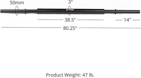 Titan Fitness Round Grip String Bar, Fat Grip 3" Strength Training, 47 LB, Fits Olympic Sized Weight Plates, Perform Pulls, Deadlifts, Thick Bar Training and Muscle Endurance in Saudi Arabia