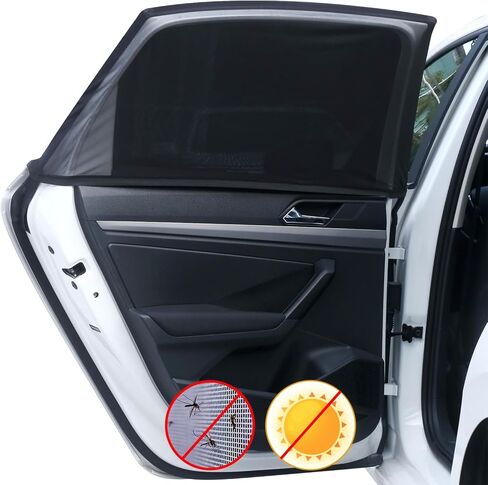Car Window Sunshades, Elastic Breathable Mesh Rear Side Car Window Screen Cover Mosquito Net for Most Cars SUVs Camping, Reduce Sun Glare UV Rays Privacy Protection in Kuwait