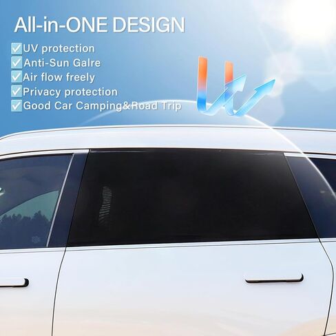 Car Window Sunshades, Elastic Breathable Mesh Rear Side Car Window Screen Cover Mosquito Net for Most Cars SUVs Camping, Reduce Sun Glare UV Rays Privacy Protection in Kuwait