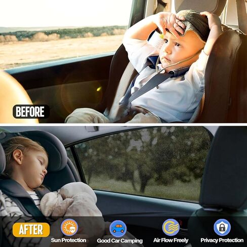 Car Window Sunshades, Elastic Breathable Mesh Rear Side Car Window Screen Cover Mosquito Net for Most Cars SUVs Camping, Reduce Sun Glare UV Rays Privacy Protection in Kuwait