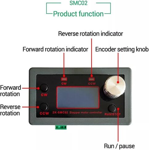 وحدة التحكم في سرعة محرك متدرج مع تحكم أمامي وعكسي وضبط النبض وشاشة LCD واتصال تسلسلي، رمادي in Kuwait