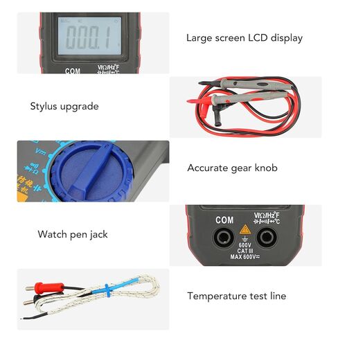 Digital Clamp Multimeter AC Volt Amp Meter Tester, Multi Function, White LED Backlight - Contactless Measurement, Intelligent Protection, Ideal for Auto Repair and in Saudi Arabia