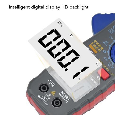 Digital Clamp Multimeter AC Volt Amp Meter Tester, Multi Function, White LED Backlight - Contactless Measurement, Intelligent Protection, Ideal for Auto Repair and in Saudi Arabia