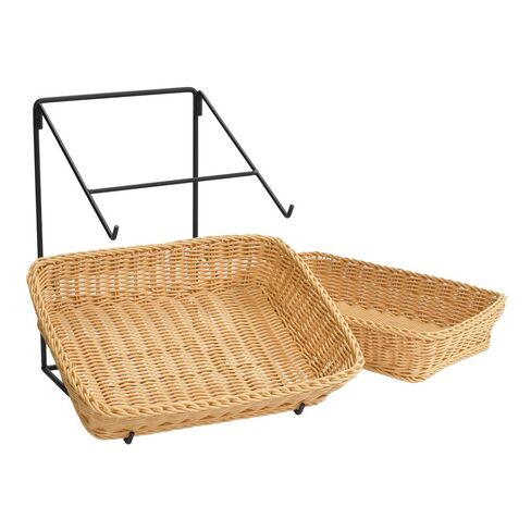 2 Tier Plastic Wicker Baskets Countertop Display - 16 W x 15 D x 18 H Inches in Saudi Arabia