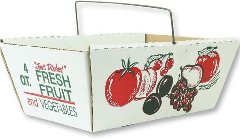 12 Pack – Corrugated 4 Quart Fruit and Vegetable Picking Tray with Metal Handle – Strong Cardboard Berry Harvesting Basket in Kuwait