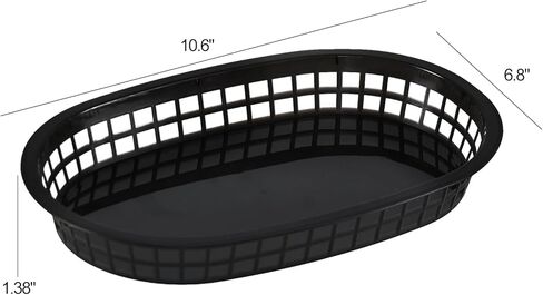 18 عبوة من سلال تقديم الطعام البيضاوية السوداء، سلال بلاستيكية للوجبات السريعة لشطائر البرجر والسندويشات وحفلات الشواء in Kuwait