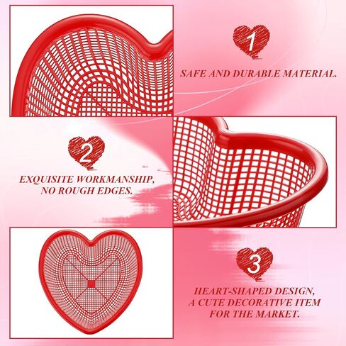 12 Pack Red Heart Shaped Baskets, 6.9" x 6.9" x 2.4" Heart Baskets for Mother's Day Mom May Day Anniversary Table Centerpieces Home Party Gift Wedding Decor in Saudi Arabia
