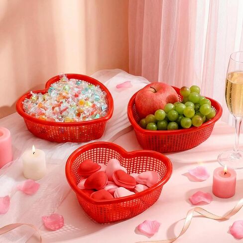 12 Pack Red Heart Shaped Baskets, 6.9" x 6.9" x 2.4" Heart Baskets for Mother's Day Mom May Day Anniversary Table Centerpieces Home Party Gift Wedding Decor in Saudi Arabia