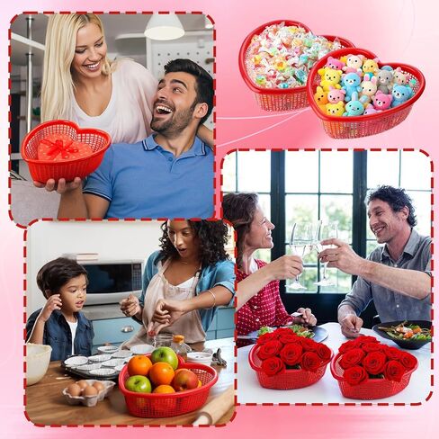 12 Pack Red Heart Shaped Baskets, 6.9" x 6.9" x 2.4" Heart Baskets for Mother's Day Mom May Day Anniversary Table Centerpieces Home Party Gift Wedding Decor in Saudi Arabia