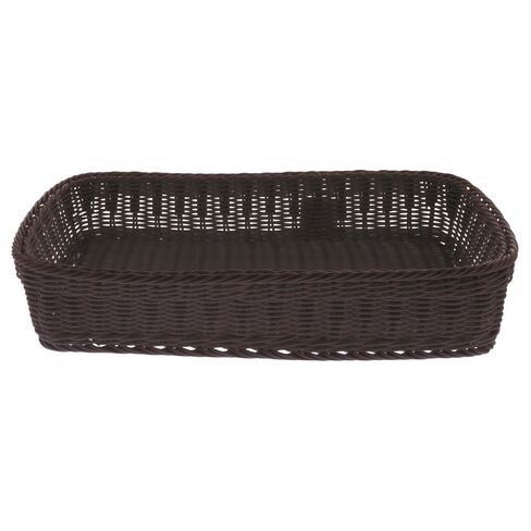 HUBERT Storage Basket, Rectangular Brown Plastic Wicker - 20 7/8 L x 12 3/4 W x 4" H in Saudi Arabia