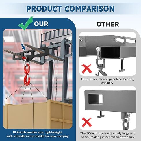 رافعة شوكية رفع هوك الثقيلة شوكة مزدوجة جبل 6800LB (3.1 طن) القدرة مع 360 درجة خطاف دوار لرفع الطبول والآلات والمولدات in Kuwait