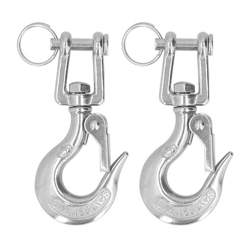 2Pcs Safety Chain Hooks, Lifting Clevis Chain Hook, 304 Stainless Steel Rigging Accessory with Safety Latch (3/16 (150kg)) in Saudi Arabia