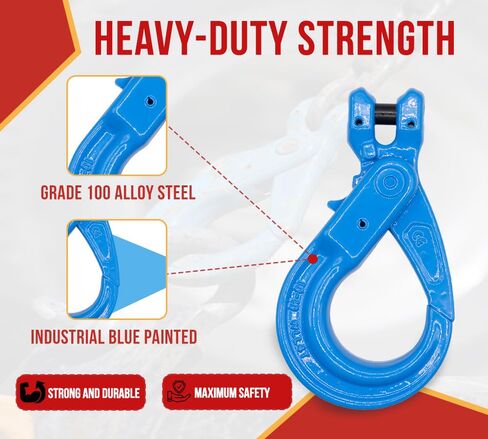Mytee Products 2 Pack 3/8" G100 Clevis Self-Locking Hook, Blue Alloy Steel, 8,800 lbs WLL – Heavy Duty Rigging Hook for 3/8" Lifting Chains, Wire Ropes, Overhead Lifting & Industrial Use in Kuwait