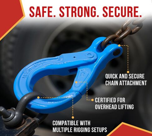 Mytee Products 2 Pack 3/8" G100 Clevis Self-Locking Hook, Blue Alloy Steel, 8,800 lbs WLL – Heavy Duty Rigging Hook for 3/8" Lifting Chains, Wire Ropes, Overhead Lifting & Industrial Use in Kuwait