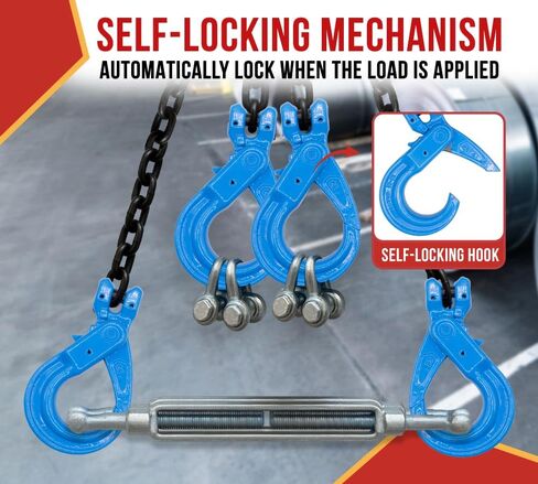 Mytee Products 2 Pack 3/8" G100 Clevis Self-Locking Hook, Blue Alloy Steel, 8,800 lbs WLL – Heavy Duty Rigging Hook for 3/8" Lifting Chains, Wire Ropes, Overhead Lifting & Industrial Use in Kuwait