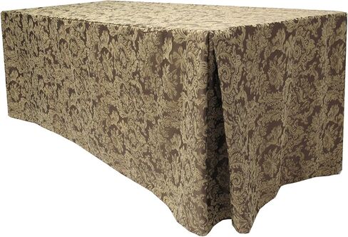 Ultimate Textile -2 Pack- Miranda 6 ft. Damask Fitted Tablecloth - Fits 30 x 72-Inch Rectangular Tables - 36" H, Chocolate Brown in Saudi Arabia