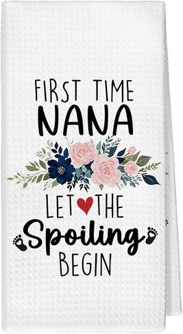 أول مرة هدايا الجدة مناشف المطبخ، هدايا الجدة الجديدة لديكور مناشف الأطباق اليدوية لعيد الأم، الجدة لأول مرة تسمح بإفساد منشفة الشاي لديكور المطبخ، 16 × 24 بوصة in Kuwait