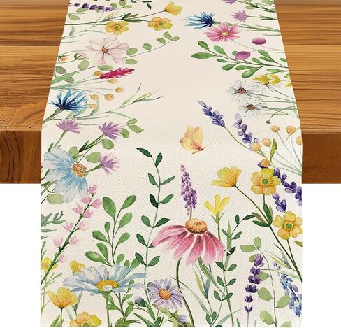 Bloss Spring Table Runner 72inch Long, Lavender Daisy Summer Floral Table Runner, Easter Tables Runners for Kitchen Dining Tables Decor,Wedding,Daily Party Decor,13x72 Inch in Saudi Arabia