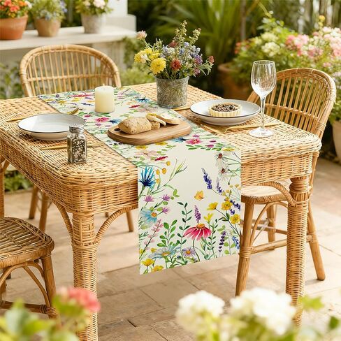 Bloss Spring Table Runner 72inch Long, Lavender Daisy Summer Floral Table Runner, Easter Tables Runners for Kitchen Dining Tables Decor,Wedding,Daily Party Decor,13x72 Inch in Saudi Arabia