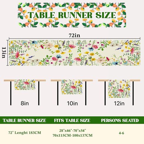 Bloss Spring Table Runner 72inch Long, Lavender Daisy Summer Floral Table Runner, Easter Tables Runners for Kitchen Dining Tables Decor,Wedding,Daily Party Decor,13x72 Inch in Saudi Arabia
