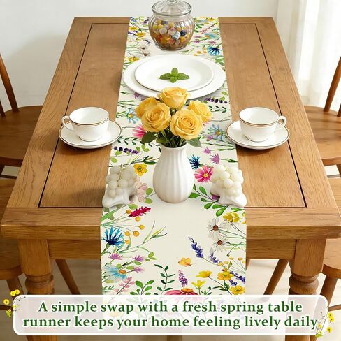 Bloss Spring Table Runner 72inch Long, Lavender Daisy Summer Floral Table Runner, Easter Tables Runners for Kitchen Dining Tables Decor,Wedding,Daily Party Decor,13x72 Inch in Saudi Arabia