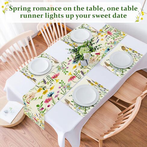 Bloss Spring Table Runner 72inch Long, Lavender Daisy Summer Floral Table Runner, Easter Tables Runners for Kitchen Dining Tables Decor,Wedding,Daily Party Decor,13x72 Inch in Saudi Arabia