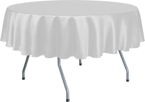 Ultimate Textile -5 Pack- Herringbone - Fandango 84-Inch Round Tablecloth, White in Saudi Arabia
