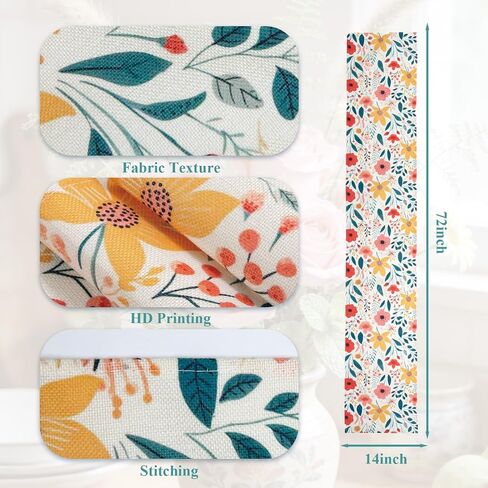 مفارش طاولة بطول 72 بوصة من الكتان بنمط الأزهار لطاولة تناسب المرأة الرائدة وإكسسوارات المطبخ مثالية للمنزل وحفلات الزفاف هدية الترحيب بالمنزل الجديد للنساء in Kuwait