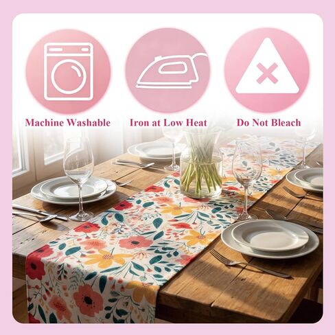 مفارش طاولة بطول 72 بوصة من الكتان بنمط الأزهار لطاولة تناسب المرأة الرائدة وإكسسوارات المطبخ مثالية للمنزل وحفلات الزفاف هدية الترحيب بالمنزل الجديد للنساء in Kuwait