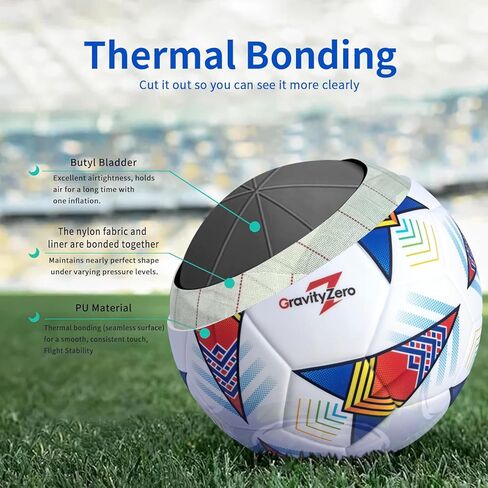 GravityZero Size 5 Soccer Ball Professional Training &Official Match Football,Seamless Thermal Bonded,Indoor Outdoor Soccer Ball,Waterproof TPU Leather,Practice Ball with with Pump and Needles in Saudi Arabia