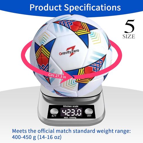 GravityZero Size 5 Soccer Ball Professional Training &Official Match Football,Seamless Thermal Bonded,Indoor Outdoor Soccer Ball,Waterproof TPU Leather,Practice Ball with with Pump and Needles in Saudi Arabia