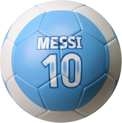 كرة قدم Icon Sports مرخصة من AFA Messi #10 - كرة قدم أرجنتينية باللونين الأزرق الفاتح والأبيض، مقاسات 5 و4 و2، كرة ترفيهية ممتازة لجميع الأعمار in Kuwait