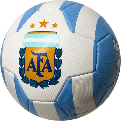 كرة قدم Icon Sports مرخصة من AFA Messi #10 - كرة قدم أرجنتينية باللونين الأزرق الفاتح والأبيض، مقاسات 5 و4 و2، كرة ترفيهية ممتازة لجميع الأعمار in Kuwait