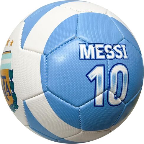 كرة قدم Icon Sports مرخصة من AFA Messi #10 - كرة قدم أرجنتينية باللونين الأزرق الفاتح والأبيض، مقاسات 5 و4 و2، كرة ترفيهية ممتازة لجميع الأعمار in Kuwait