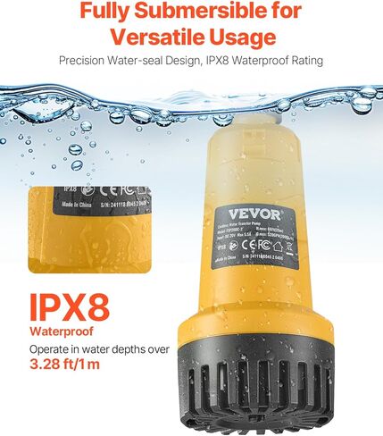 VEVOR Cordless Submersible Water Transfer Pump, 528GPH, Portable Sump Pump with G3/4" Garden Hose, Compatible with Dewalt 20V MAX Battery (No Battery), Electric Utility Pump for Pool, Garden, Pond in Saudi Arabia