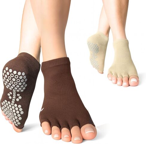 Soxsense toeless Grip Socks for Pilates & Yoga ، فتح الجوارب غير المنزلق مع وسادة للباري ، والرقص ، والتمرين 2pairs in Kuwait