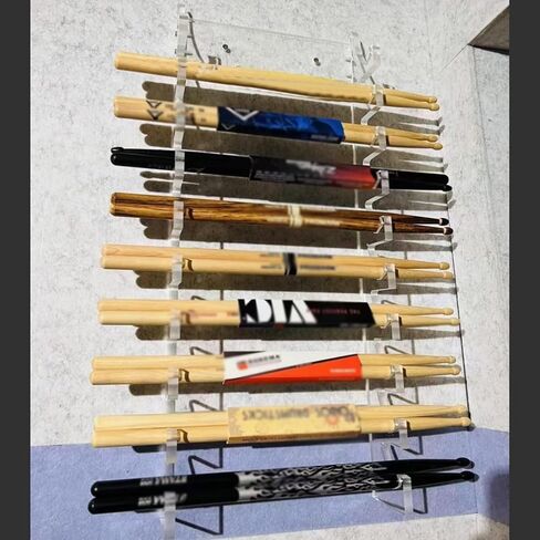 Acrylic Wall Mounted Drum Stick Holder Display, Drum Room Drum Rack Bracket for 10 Pair of Sticks, Large Capacity Drumstick Accessories Favorites Organizer in Saudi Arabia