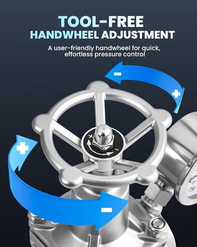 Water Pressure Reducing Valve 3/4 NPT Female Union, Stainless Steel, Pressure Gauge, Handwheel Adjustment in Kuwait