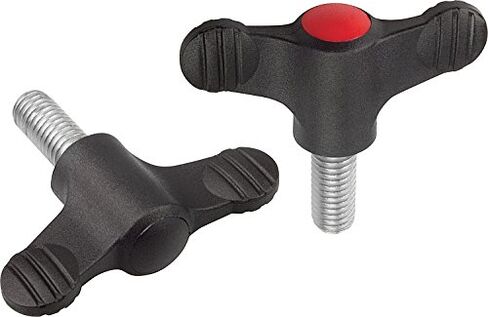 Kipp 06652-006 Novo·Grip جناح صغير من البلاستيك الحراري باللون الرمادي مع خيط داخلي M6، متري، جلبة نحاسية، قطر 28 مم (عبوة من 10 قطع) in Saudi Arabia